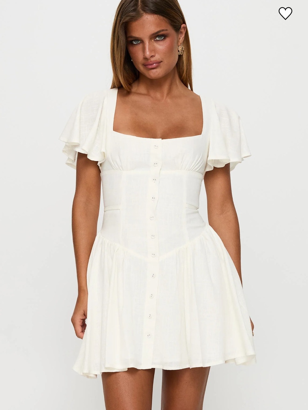 NWOT Princess Polly Forever More Mini Dress White Button-Front Puff Sleeve Sz 0 - Picture 8 of 14